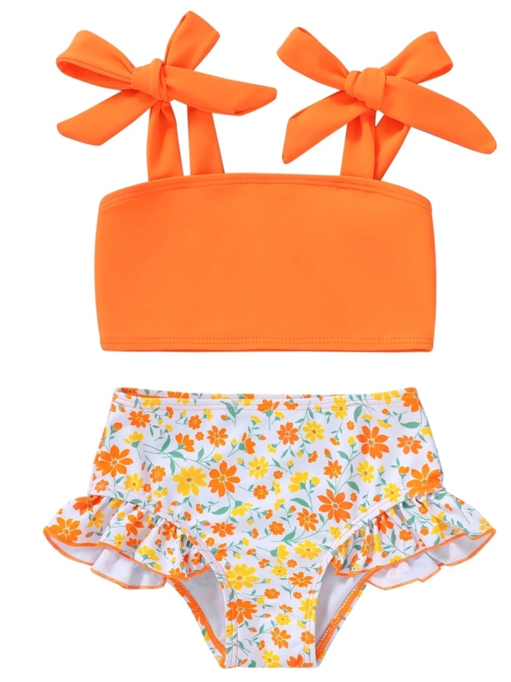 NWT Happy Town Toddler Orange Floral Two Piece Swimsuit-5T/6T